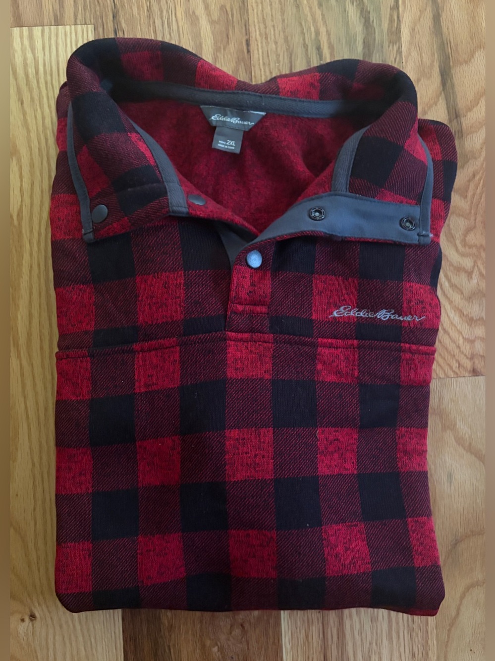 Eddie Bauer Red and Black Buffalo Plaid Button-Down Shirt
